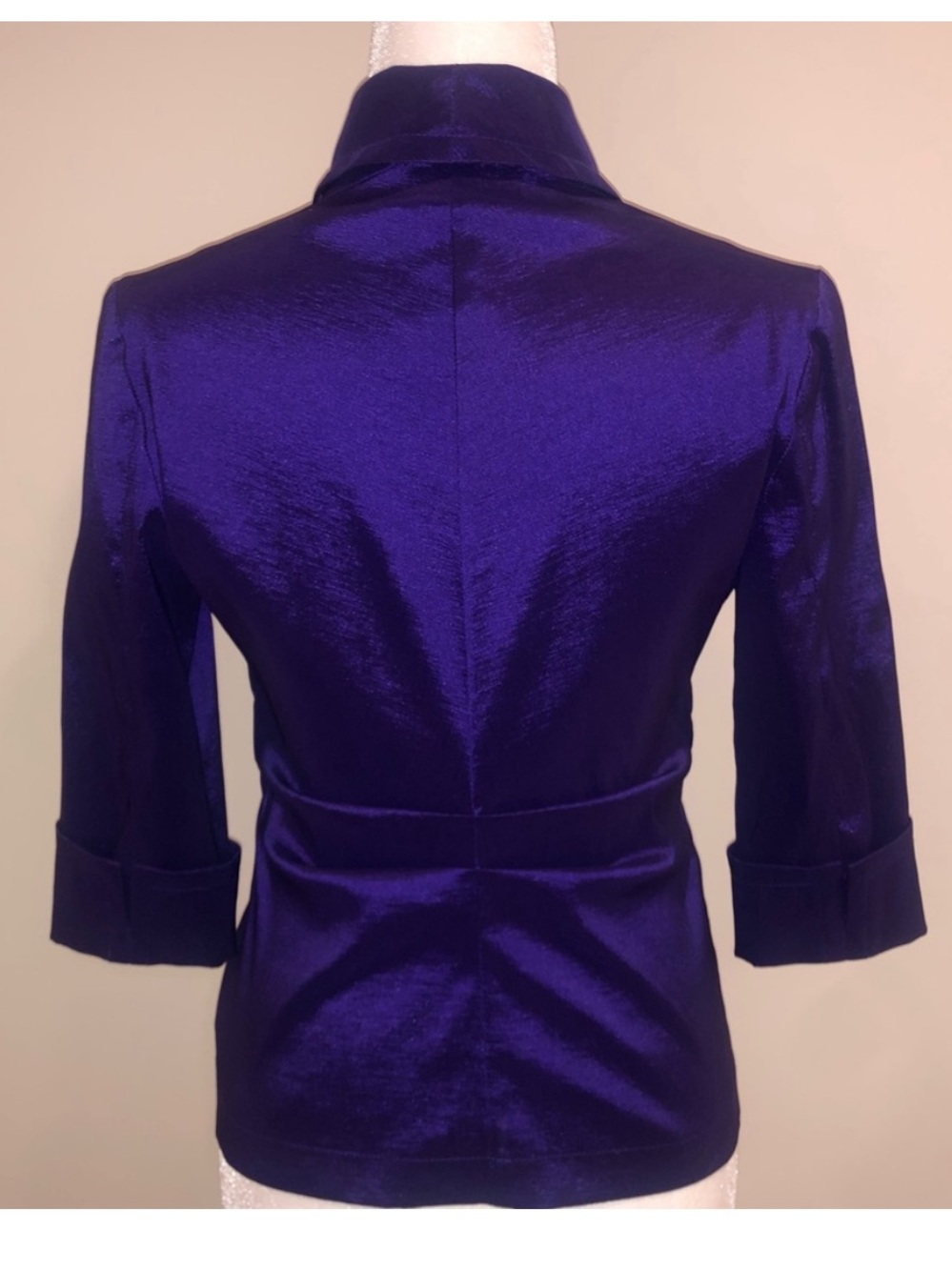 Joseph Ribkoff Purple Satin Ruched Jacket-LIKE NEW • DISCOUNTED PRICE - Picture 5 of 11